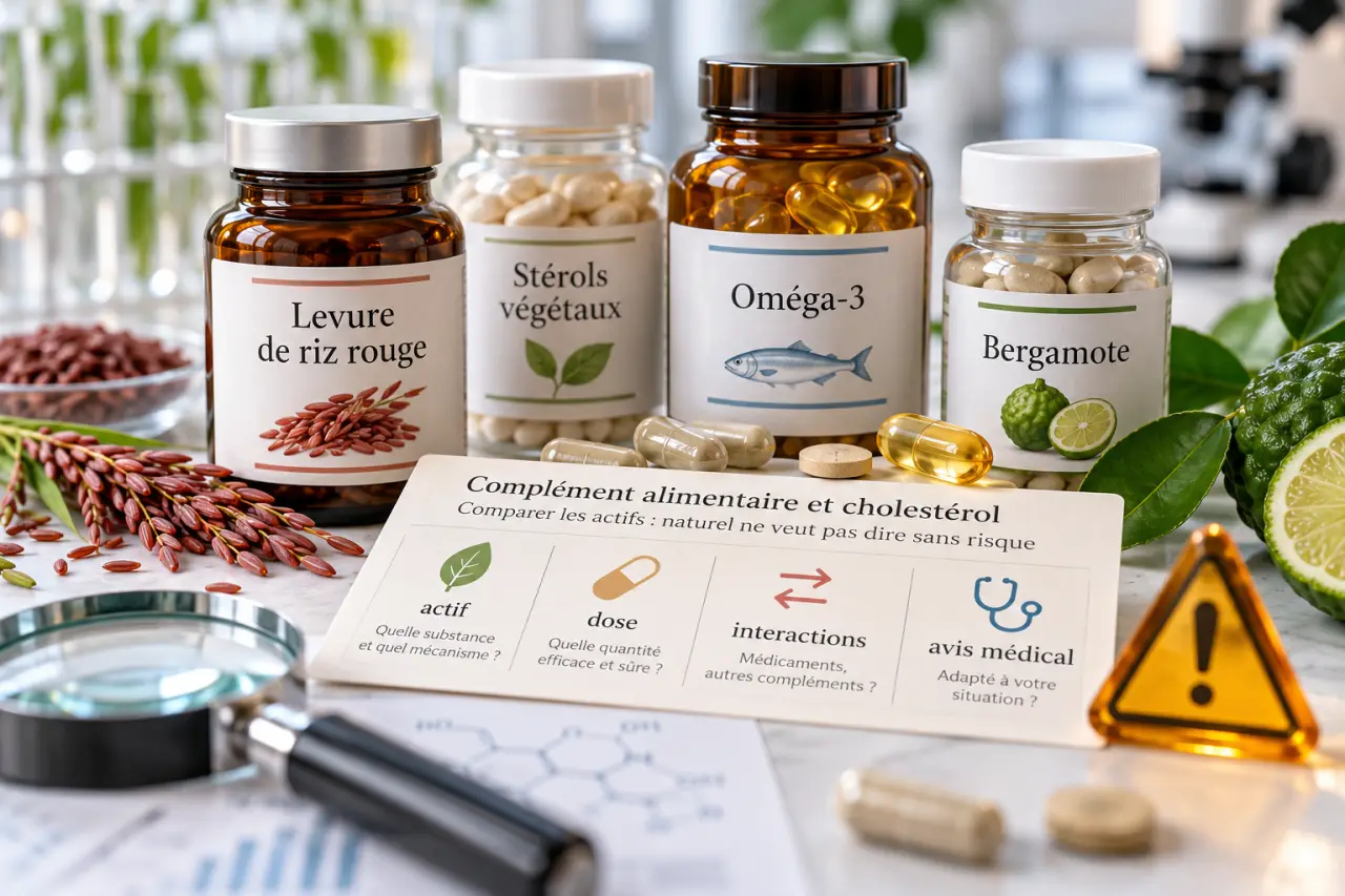Complément alimentaire pour le cholestérol : comparer les actifs sans confondre naturel et sans risque