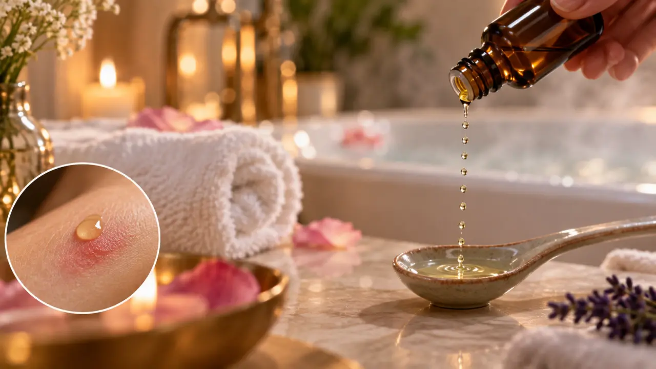 Huile essentielle pour le bain : 10 gouttes maximum et l’erreur qui irrite la peau