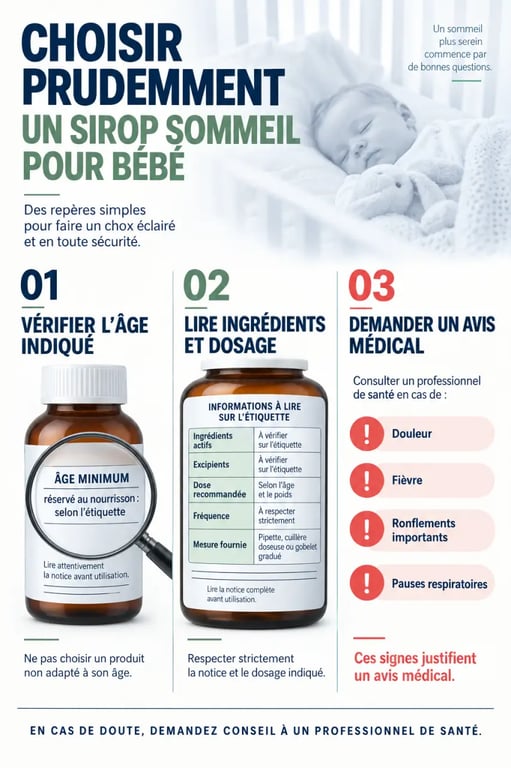 Sirop sommeil bébé efficace : points de vérification sur l’âge, le dosage et les précautions