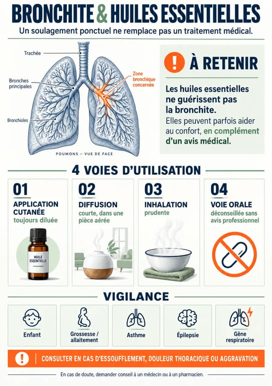 Bronchite huiles essentielles : voies d’utilisation et précautions essentielles