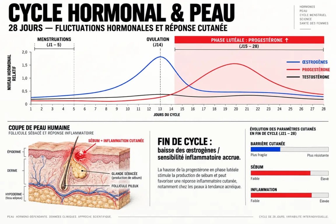 Schéma explicatif du cycle hormonal et acné hormonale traitement naturel