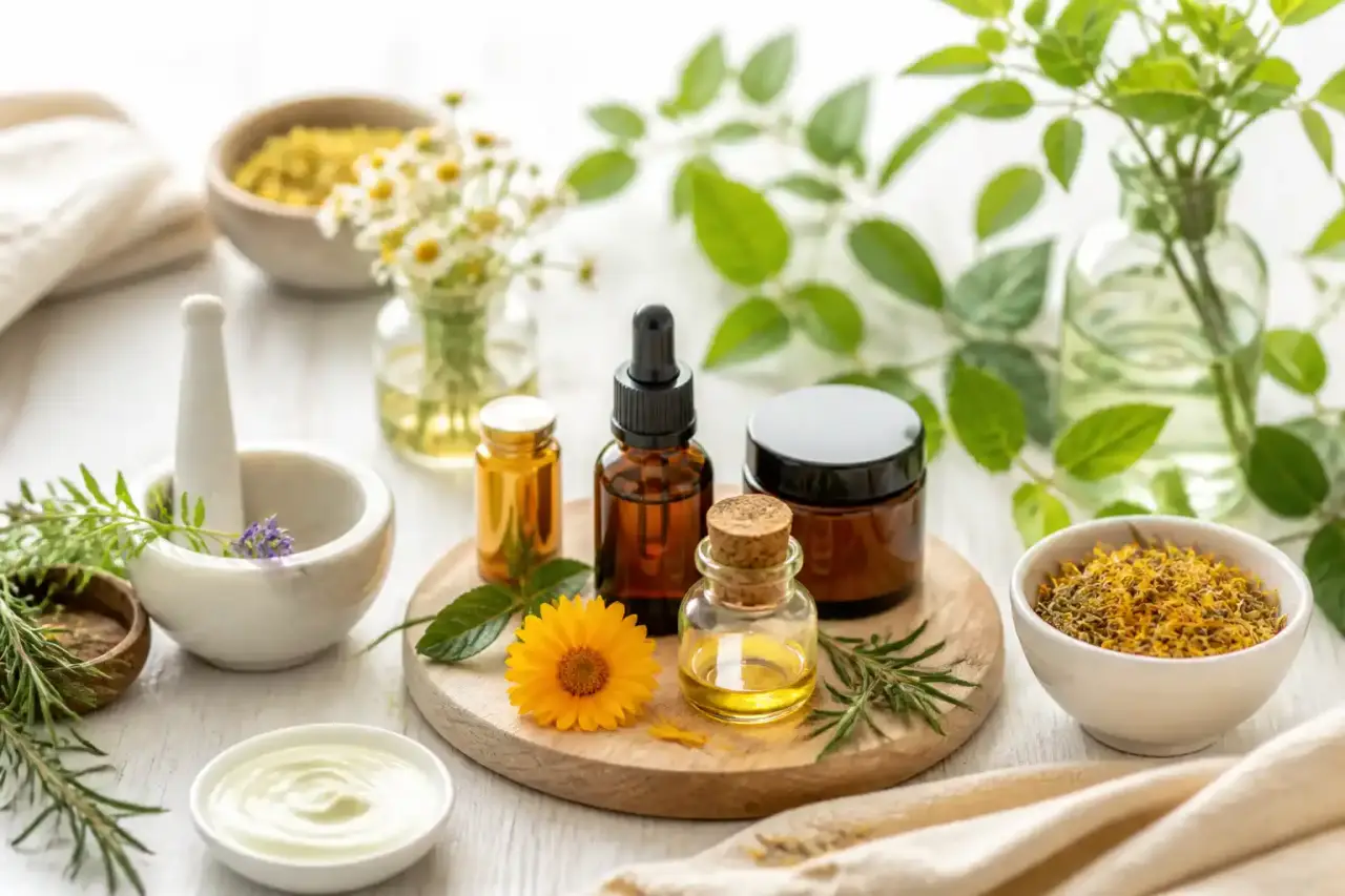 Rituel de soin naturel et holistique avec des produits bio