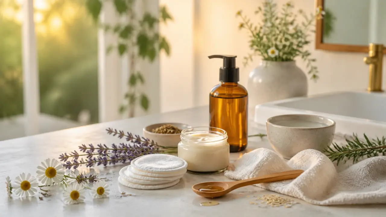 Texture de crème hydratante sur une feuille verte fraîche, lumière douce et ambiance spa naturelle